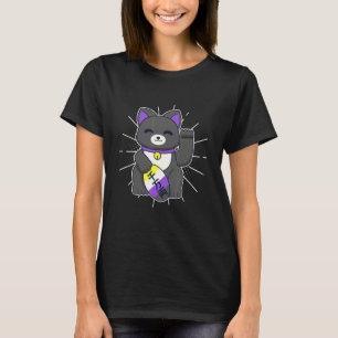 Nonbinary Pride Lucky Cat LGBTQ+ Flag T-Shirt