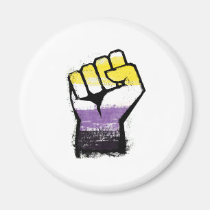Nonbinary Pride Protest Fist Magnet