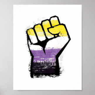 Nonbinary Pride Protest Fist Poster