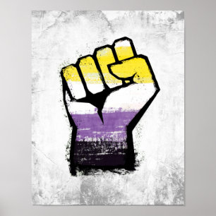 Nonbinary Pride Protest Fist Poster
