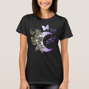 Nonbinary Pride Subtle Enby LGBTQ Moon Butterfly N T-Shirt