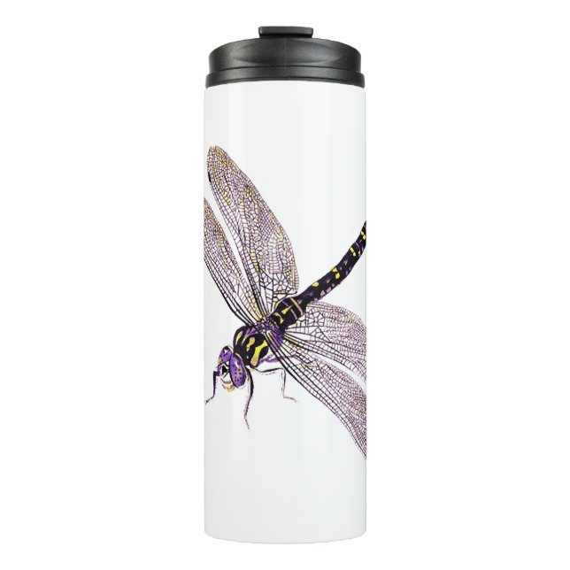 Nonbinary Pride Vintage Dragonfly Art Thermal Tumbler (Front)
