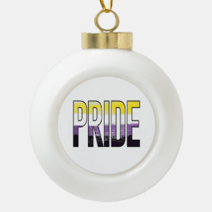 Nonbinary Pride Word Ceramic Ball Christmas Ornament