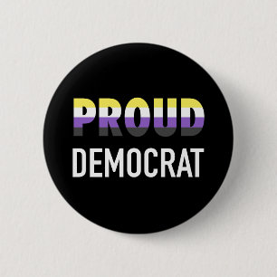 NonBinary Proud Democrat 6 Cm Round Badge