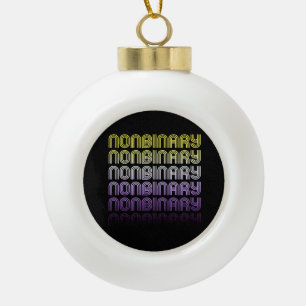 Nonbinary Retro Pride Ceramic Ball Christmas Ornament