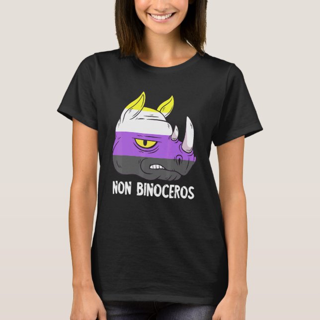 Nonbinary Rhinoceros LGBTQ Nonbinary Flag Nonbinar T-Shirt (Front)