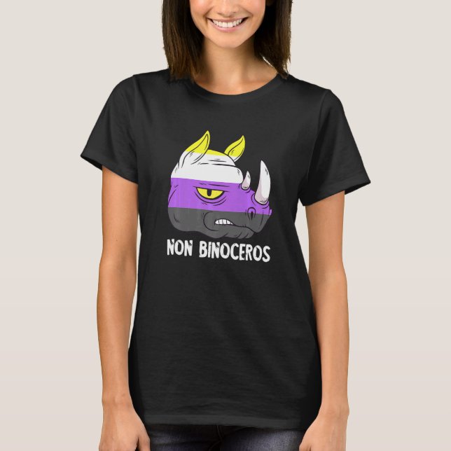 Nonbinary Rhinoceros LGBTQ Nonbinary Flag Nonbinar T-Shirt (Front)