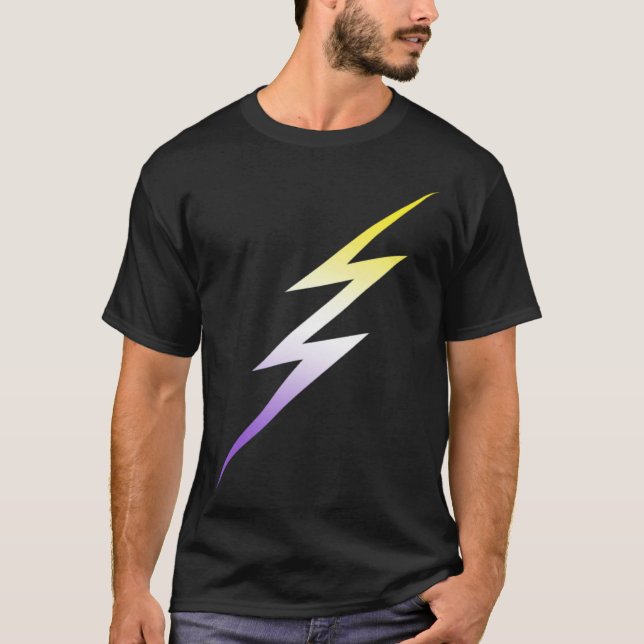 Nonbinary Subtle LGBTQ LGBT Lightning Bolt Enby NB T-Shirt (Front)