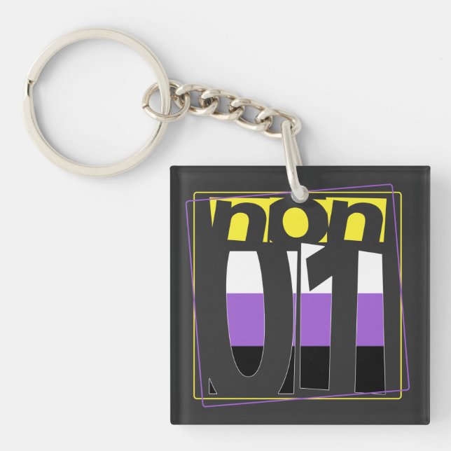 NonBinary Support and NonBinary Pride Key Ring (Front)