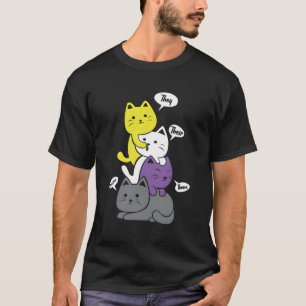 Nonbinary They Their Them Meow Non-Binary Flag Kaw T-Shirt