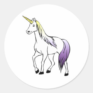 Nonbinary Unicorn Classic Round Sticker