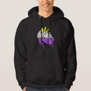 Nonbinary Unicorn Nonbinary Flag LGBTQ Nonbinary P Hoodie