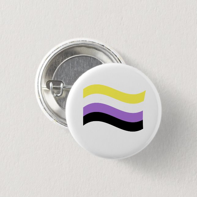 NonBinary Waving Flag 3 Cm Round Badge (Front & Back)