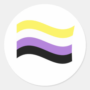 NonBinary Waving Flag Classic Round Sticker