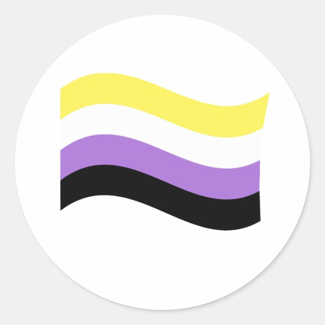 NonBinary Waving Flag Classic Round Sticker (Front)