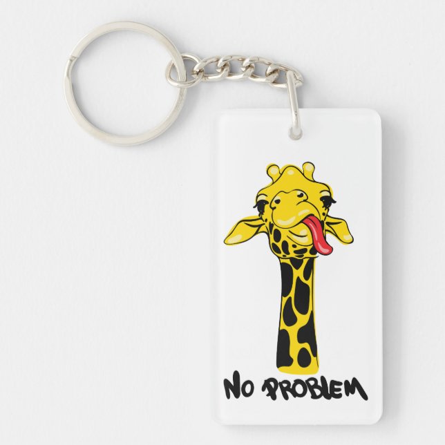 Nonchalant Giraffe: No PROBLEM Attitude Key Ring (Front)