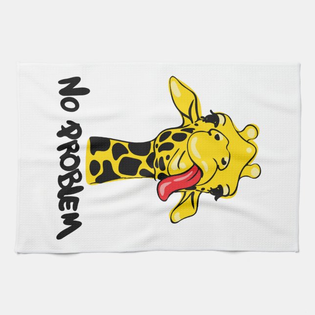 Nonchalant Giraffe: No PROBLEM Attitude Tea Towel (Horizontal)