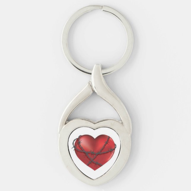 Noncustodial Mother's Tortured Heart Key Ring (Front)