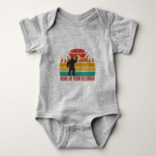 None Of Your Beeswax Bigfoot Middle Finger Grey Baby Bodysuit