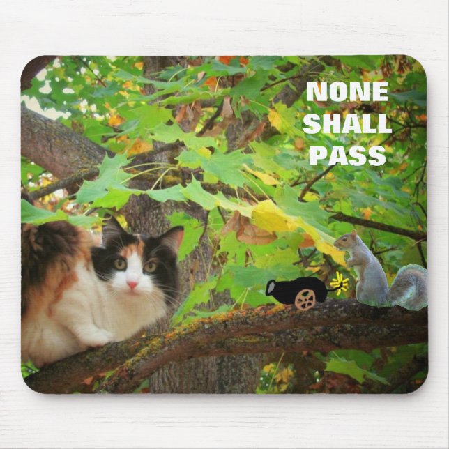 None shall Pass Cat vs. Squirrel Mouse Mat (Front)