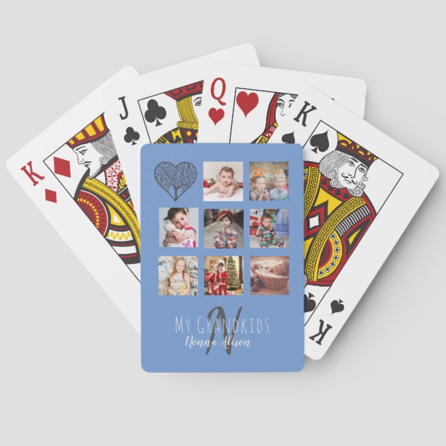 NONNA 8 x Photo Collage Grandchildren Family Tree Playing Cards (Back)