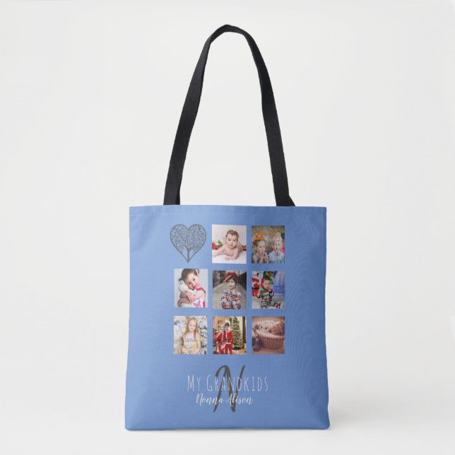 NONNA 8 x Photo Collage Grandchildren Family Tree Tote Bag (Front)