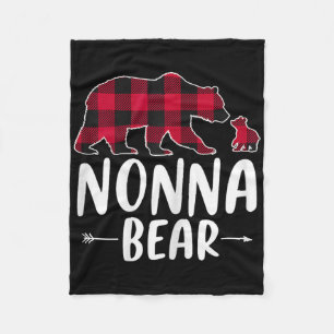 Nonna Bear Christmas Pajama Red Buffalo Plaid Fleece Blanket