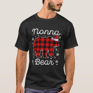 Nonna Bear Christmas Pyjamas Red Plaid Buffalo Fam T-Shirt