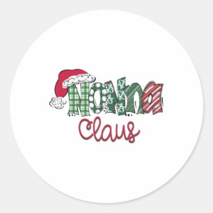 Nonna Clause Cute Art Christmas  Classic Round Sticker