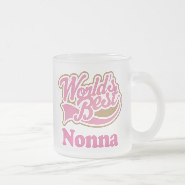 Nonna Gift Pink Frosted Glass Coffee Mug (Right)