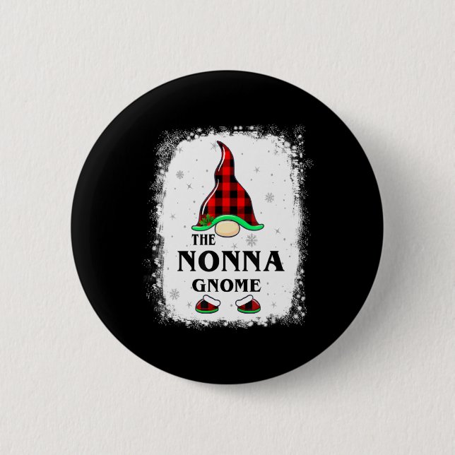 Nonna Gnome Buffalo Plaid Matching Family Xmas Paj 6 Cm Round Badge (Front)