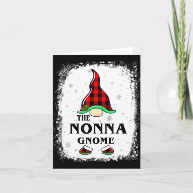 Nonna Gnome Buffalo Plaid Matching Family Xmas Paj Card (Front)