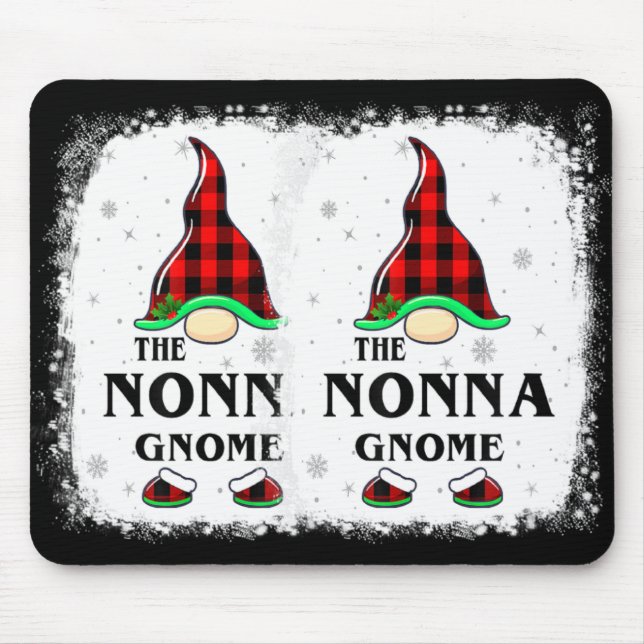 Nonna Gnome Buffalo Plaid Matching Family Xmas Paj Mouse Mat (Front)