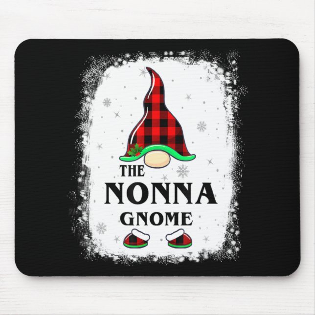 Nonna Gnome Buffalo Plaid Matching Family Xmas Paj Mouse Mat (Front)