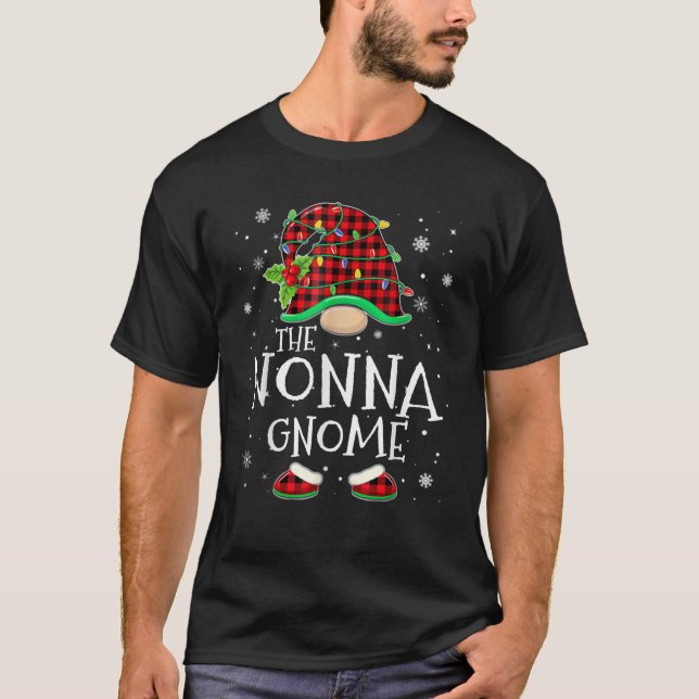 Nonna Gnome Red Plaid Matching Family Christmas Pa T-Shirt (Front)