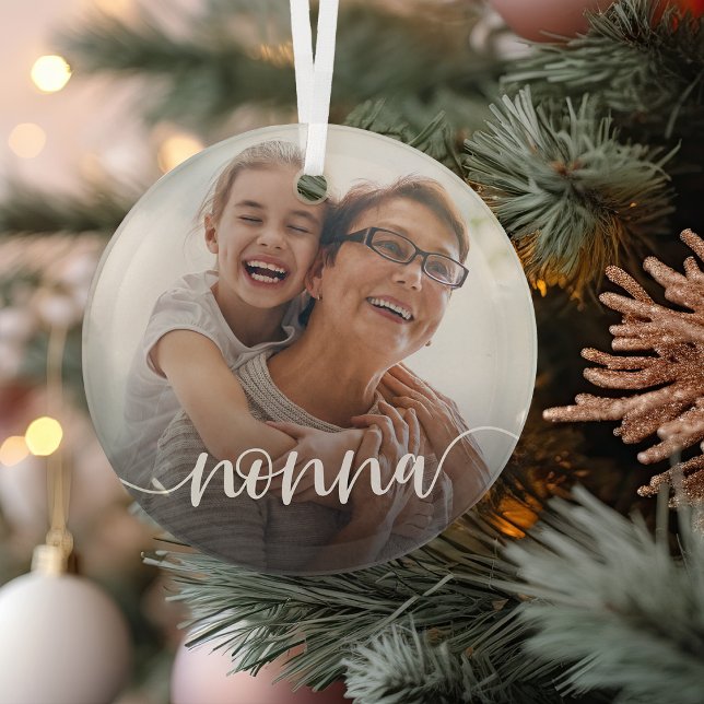 Nonna Grandma Script Overlay Glass Tree Decoration (Creator Uploaded)