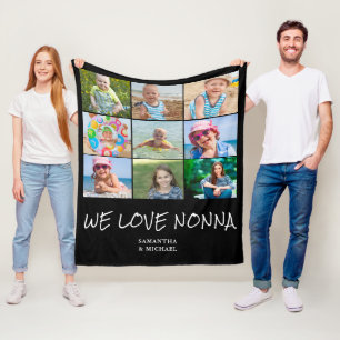 Nonna Grandmother Photo Collage Fleece Blanket