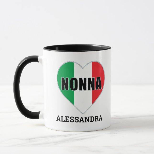 NONNA Italian Flag Heart personalised Mug (Left)