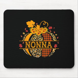 Nonna Leopard Floral Pumpkin Fall Autumn Thanksgiv Mouse Mat