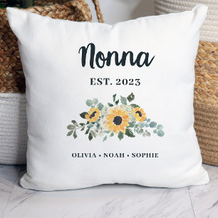 Nonna Pretty Rustic Sunflower and Names Cushion