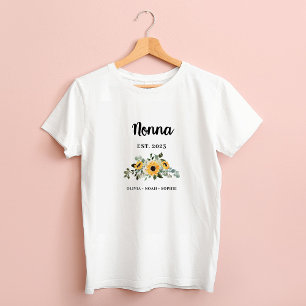 Nonna   Pretty Rustic Sunflower and Names T-Shirt