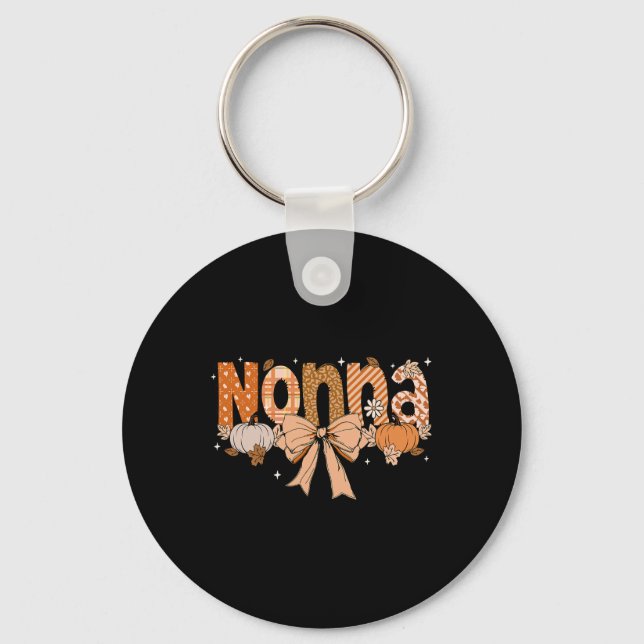 Nonna Pumpkin Fall Coquette Bow Thanksgiving Mum W Key Ring (Front)