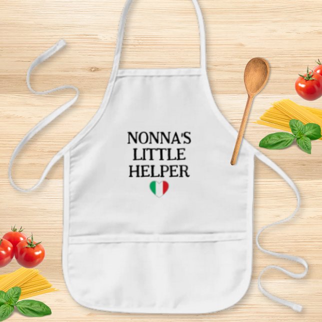Nonna’s Little Helper Kids - Italian Flag Heart Kids Apron (Nonna's Little Helper with Italian Flag Heart Apron for Kids)