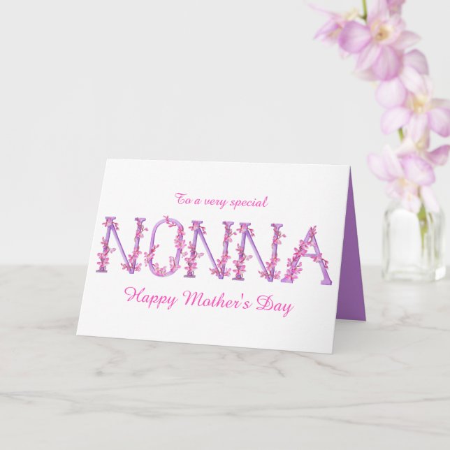 Nonna watercolor Orchid custom Mothers day Card (Orchid)