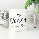 Nonna Year Established Grandma Coffee Mug<br><div class="desc">Create a sweet keepsake for grandma with this simple design that features "Nonna" in hand sketched script lettering accented with hearts. Personalise with the year she became a grandmother for a cute Mother's Day or pregnancy announcement gift.</div>