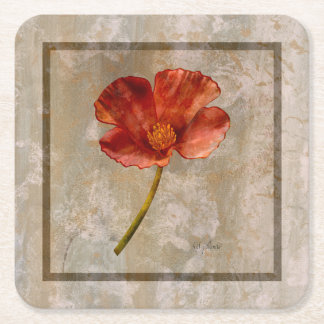 Nonna's California poppy Square Paper Coaster