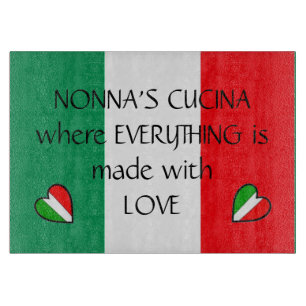 Nonna's Cucina Italian Flag Hearts Customisable Cutting Board