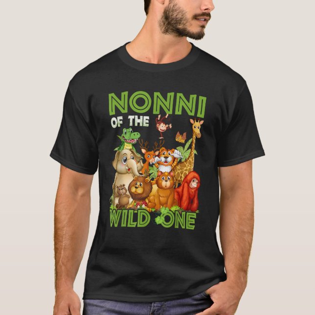 Nonni Of The Wild One Birthday Animal Safari Jungl T-Shirt (Front)