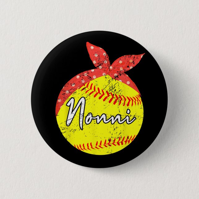 Nonni Softball Ball Mothers Day  6 Cm Round Badge (Front)