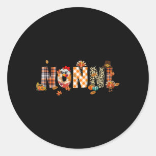 Nonni Turkey Retro Fall Autumn Leopard Thanksgivin Classic Round Sticker
